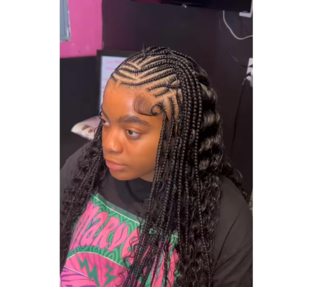 Half Cornrows Half Quick Weave