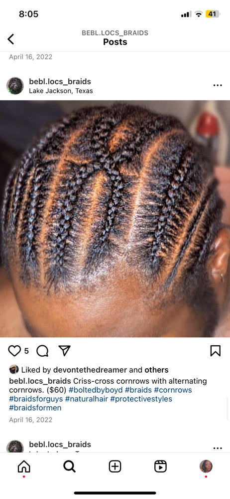 BEBL Cornrows(6 Braids Or Less) at BEBL in Clute, TX