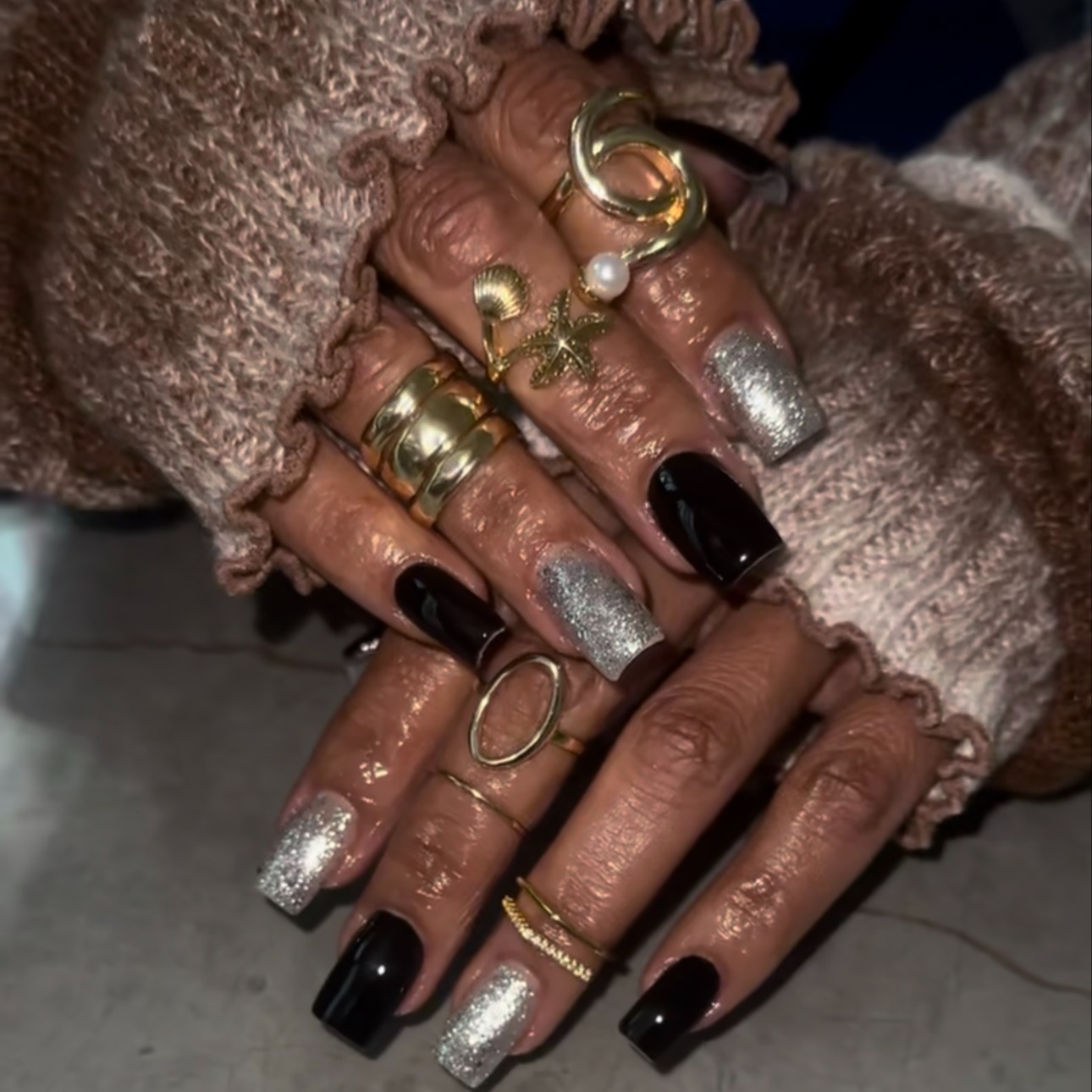 Glitter accent nail art at BeautyOf3 in Jacksonville, NC