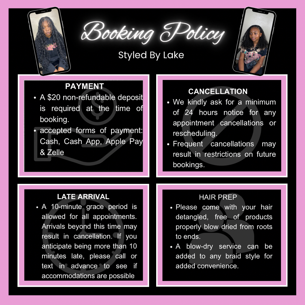 *MUST READ* Booking Policy at Styled By Lake in Texarkana, TX