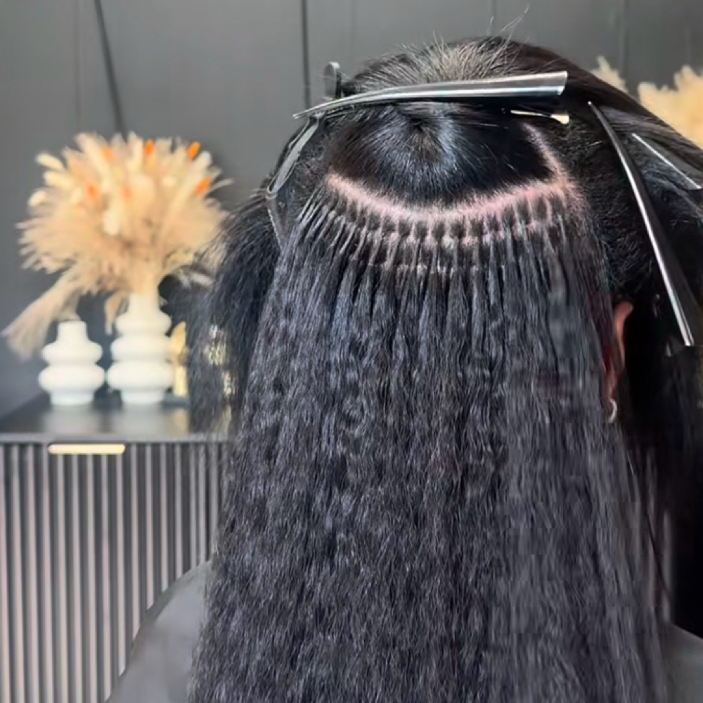 Invisible K tip Installation at Afrokreyol braiding salon in Plantation, FL