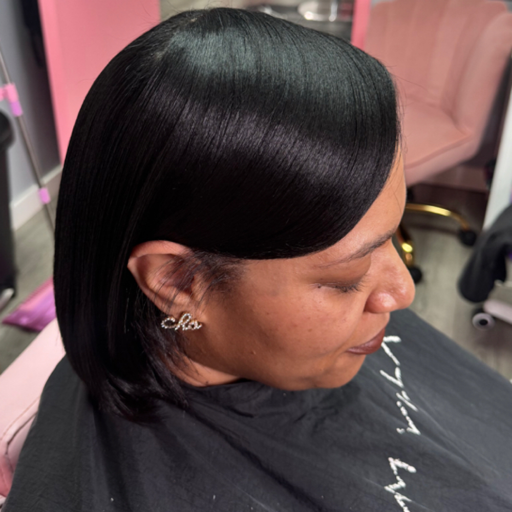 Flat Iron On Relaxed Hair at Boss Savage Beauty in Muskegon Hts, MI