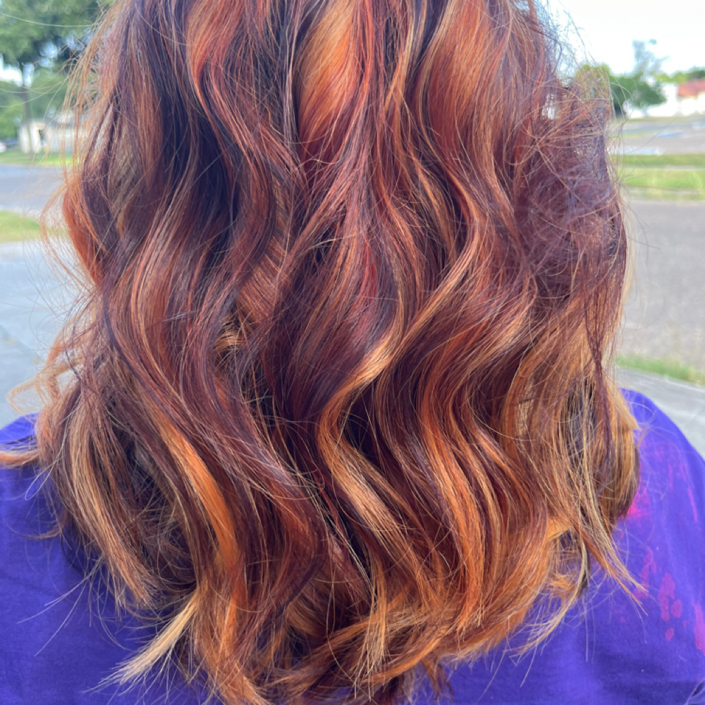 Calico Balayage Highlights at The Hair Bar 2 (HB2) in Weslaco, TX