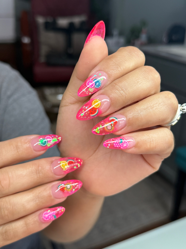 Medium Encapsulated Acrylic Nails at Lovely Nails Studio in Nacogdoches, TX