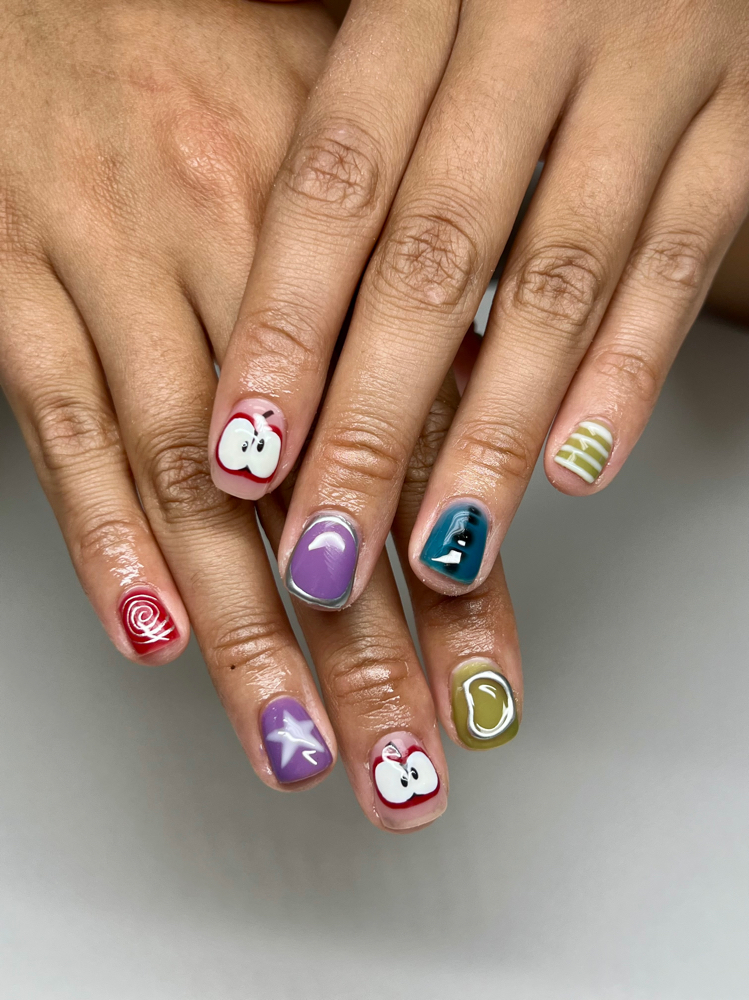 Builder gel fill with designs at The Nail Muse in San Diego, CA