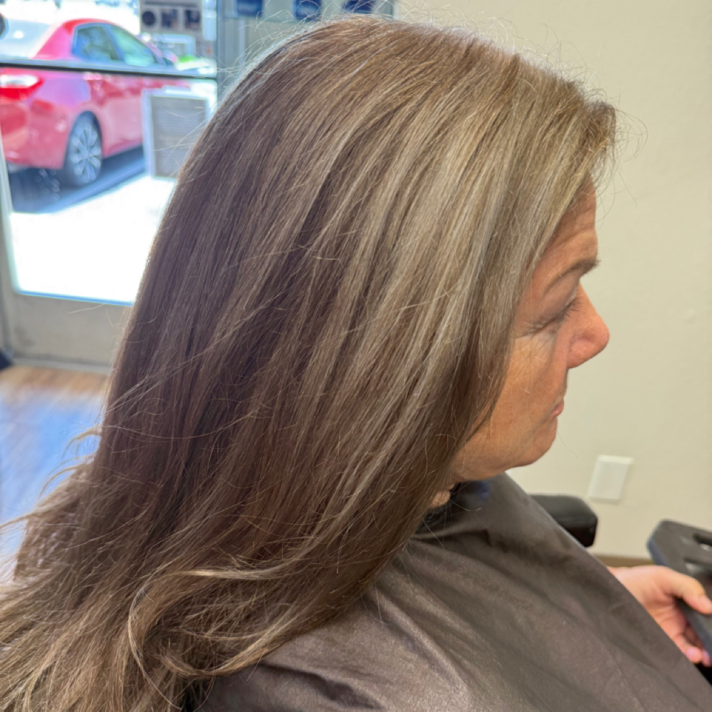Silver/dark Highlight Service at Mildred’s Hair Studio in Concord, CA