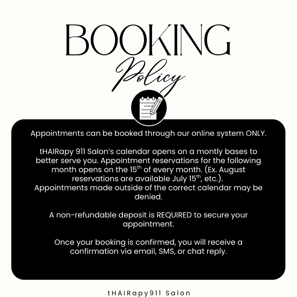 BOOKING POLICY !