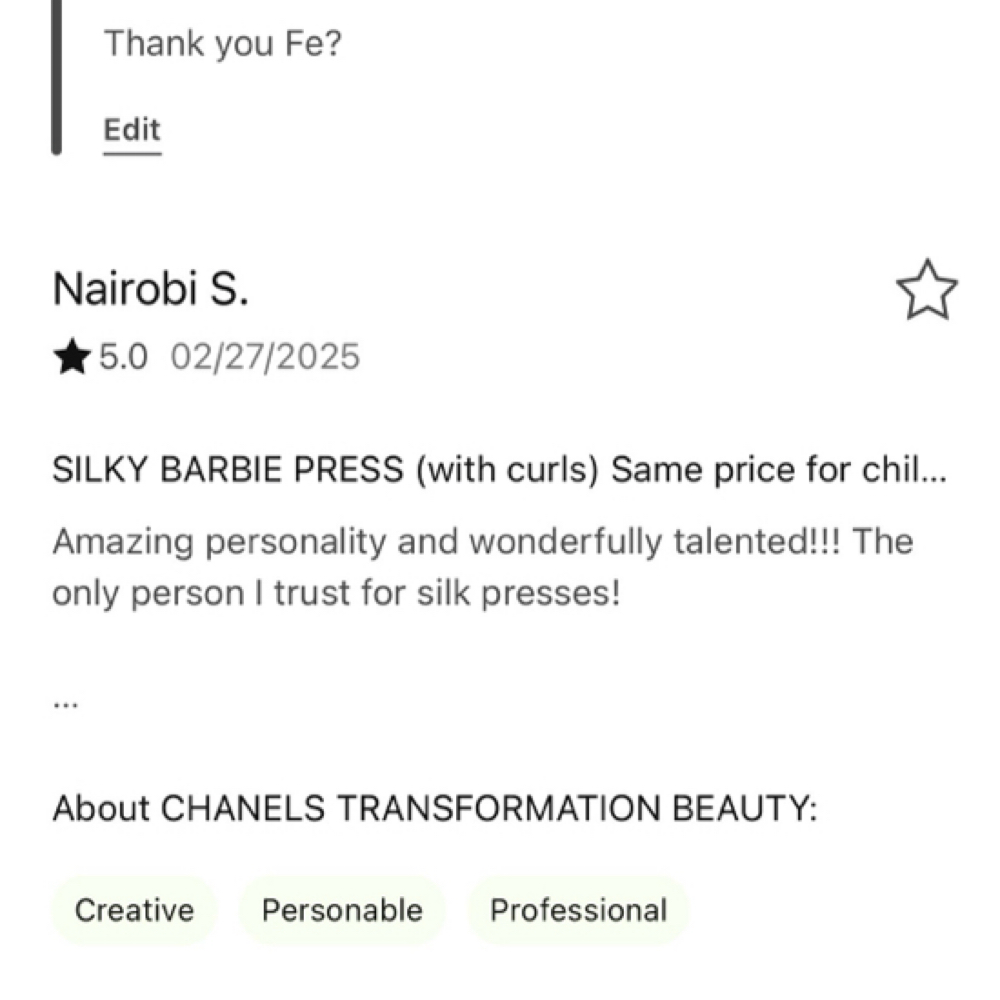 Deep Condition at Chanel’s Transformation Beauty Bar in Warner Robins, GA