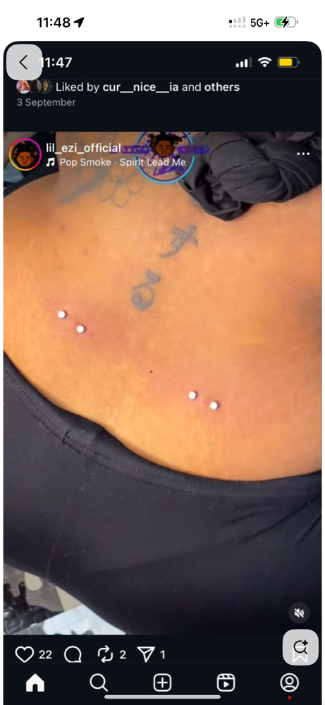 Back Surface Piercings at JCR Piercings in Gurnee, IL