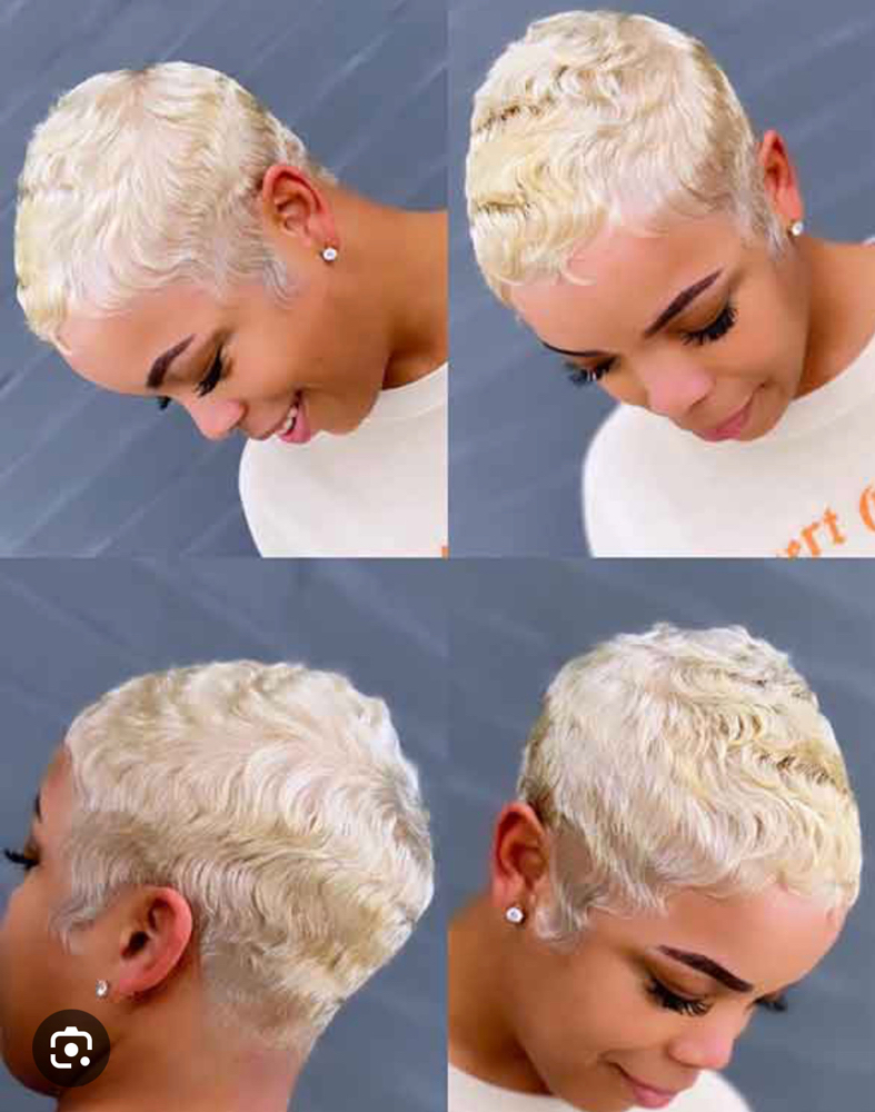 Wrap and curl for short pixie cuts