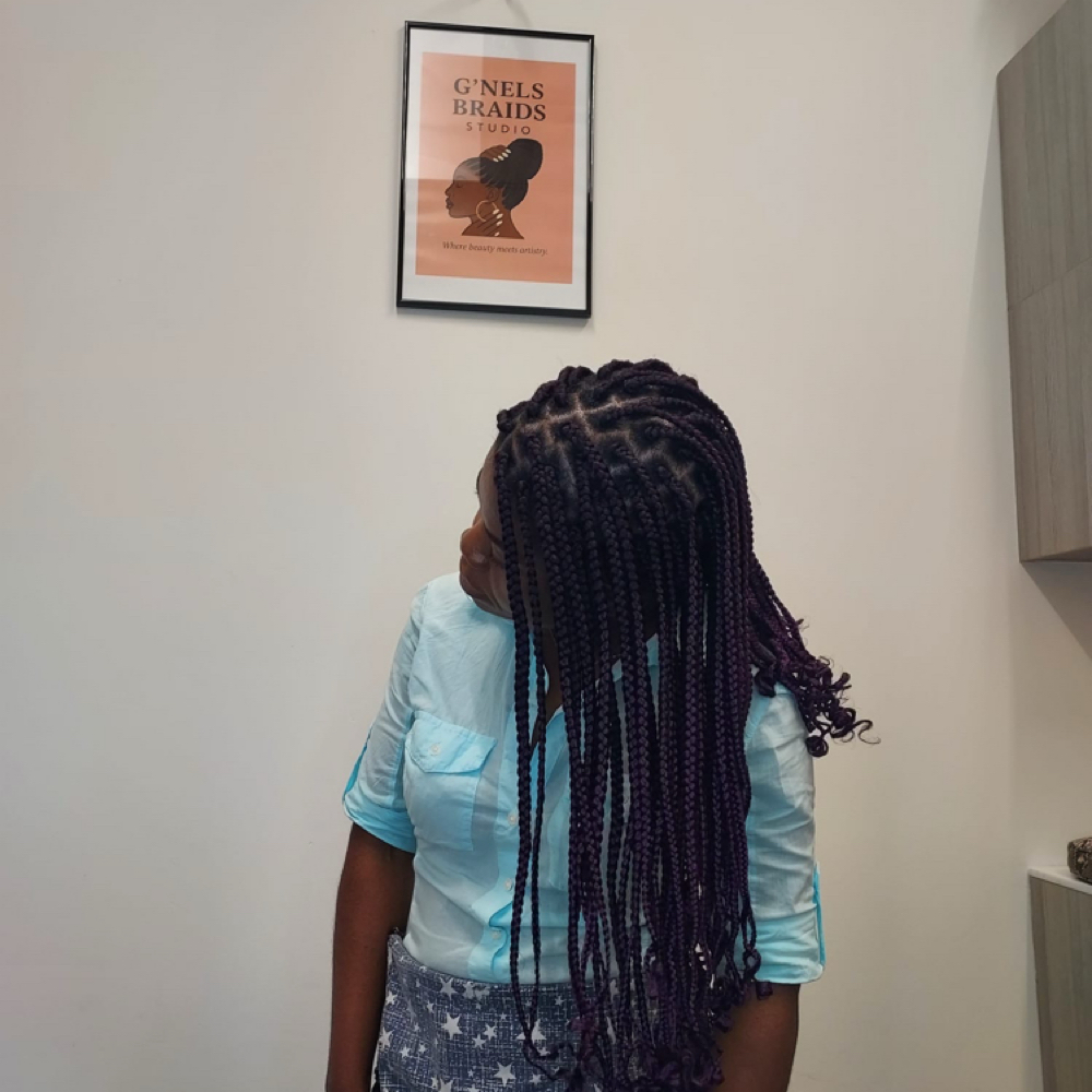 Medium Classic Box Braids at G'Nels  Braids Studio in LYNNWOOD, WA