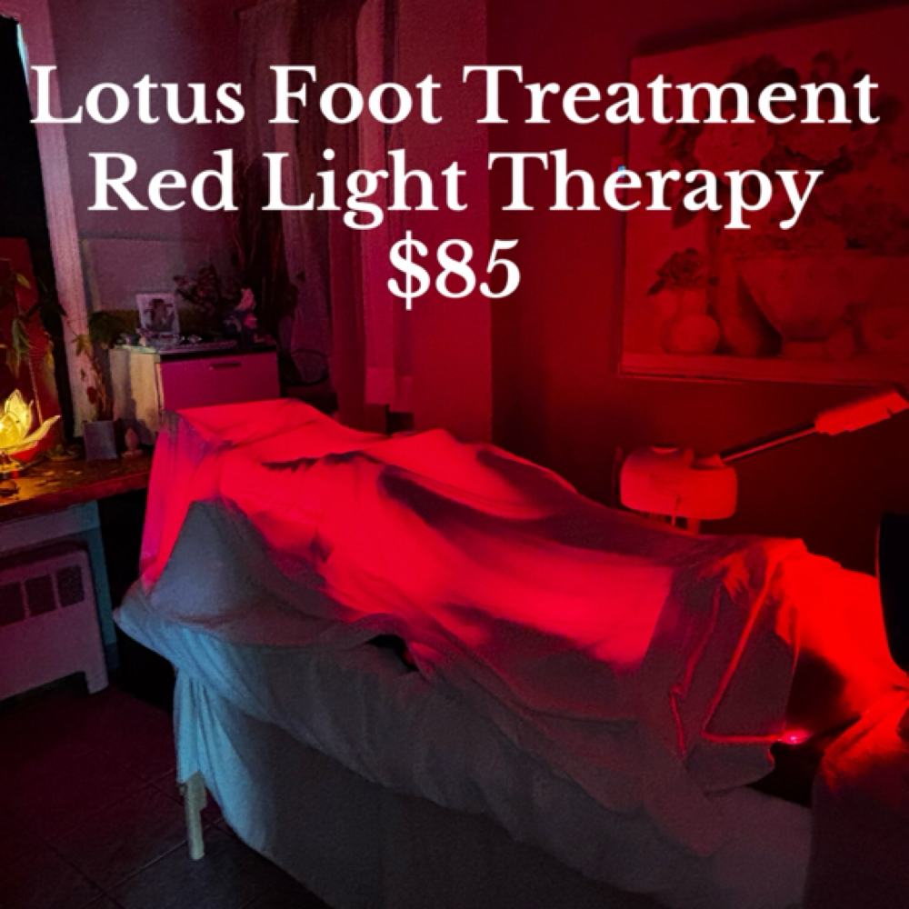 Lotus Foot Treatment & Red Light at The Skintique Day Spa in Wayland, MA