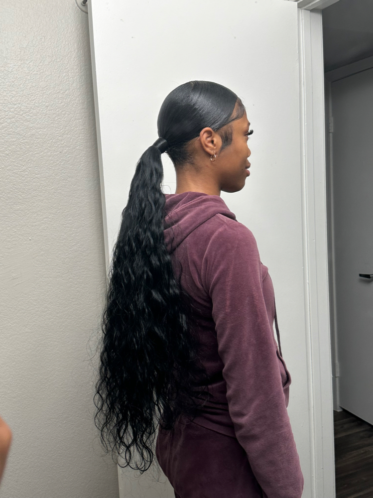 middle part ponytail at alluredbyky in laveen, AZ