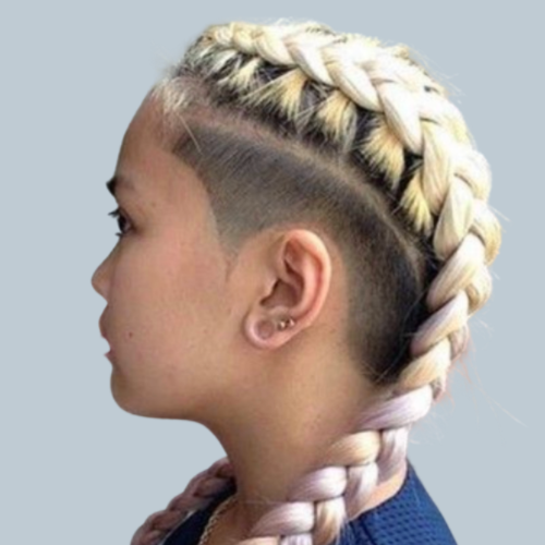 Mohawk Braids With Shaved Sides at Africana Star Braiding Salon in Los Angeles, CA