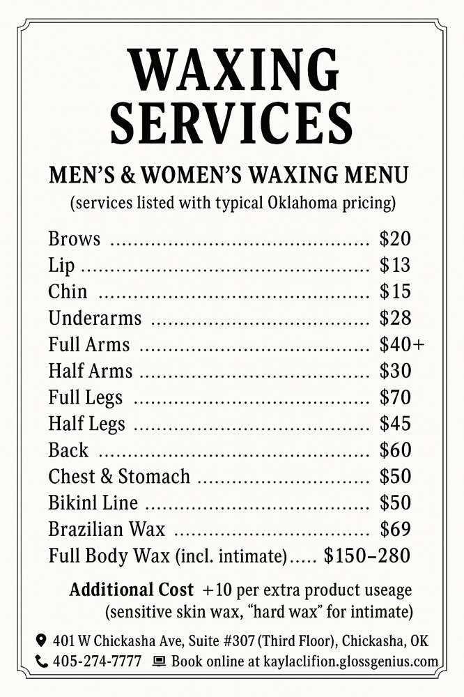 Waxing Services at BLEND&BLOOM FULL SERVICE SALON BARBER SHOP LLC in Chickasha, OK