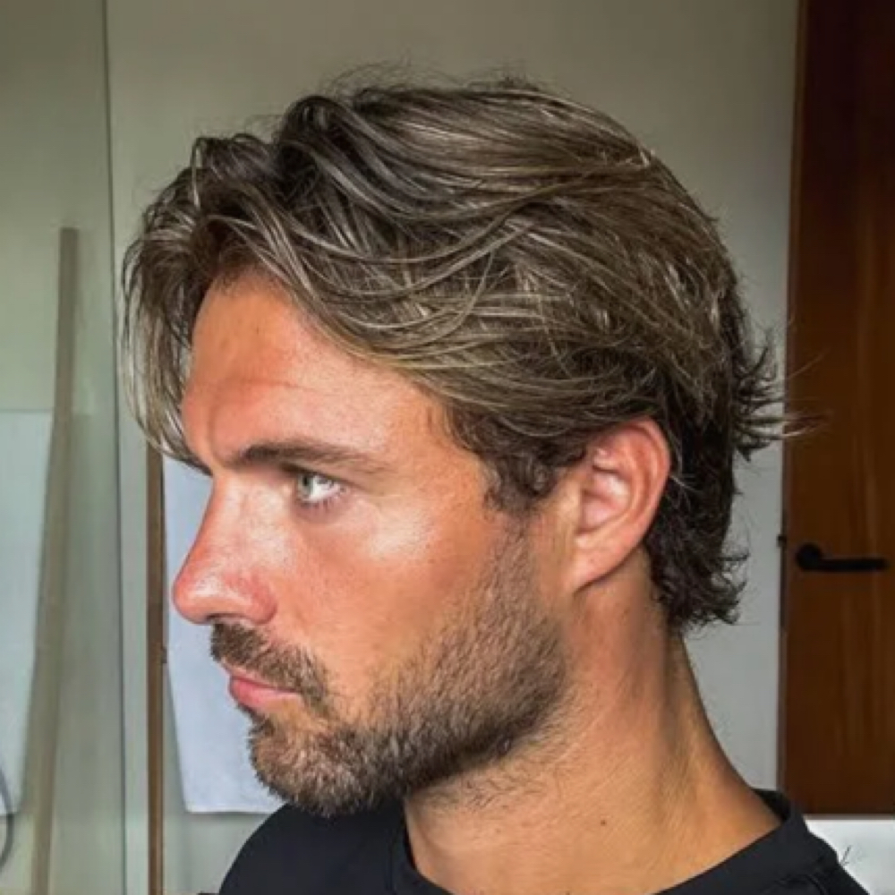 Men’s long haircut at EDGE District Barber Studio in St Petersburg, FL