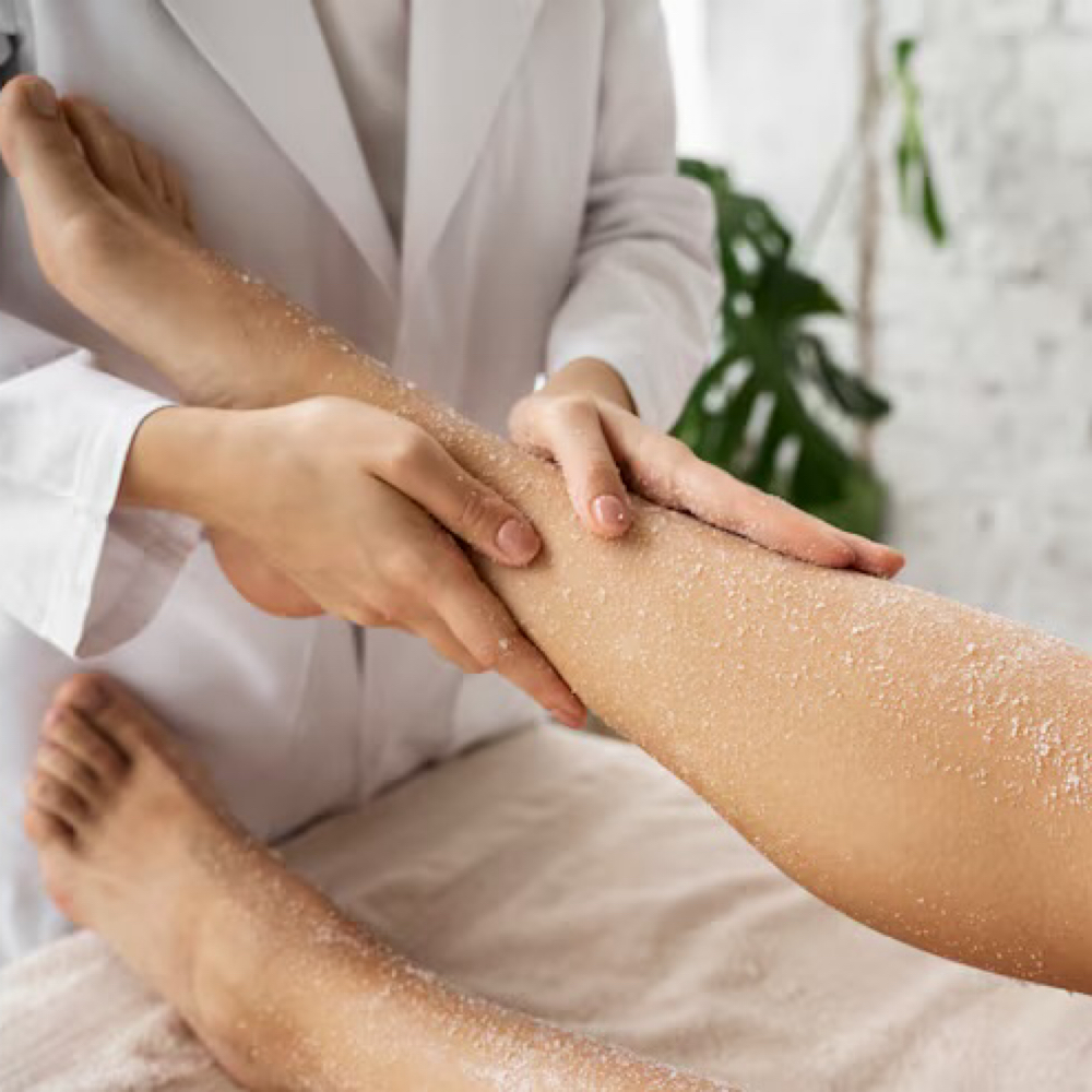 Blue Bamboo Leg Exfoliation at Storybook Skin in Ogden, UT