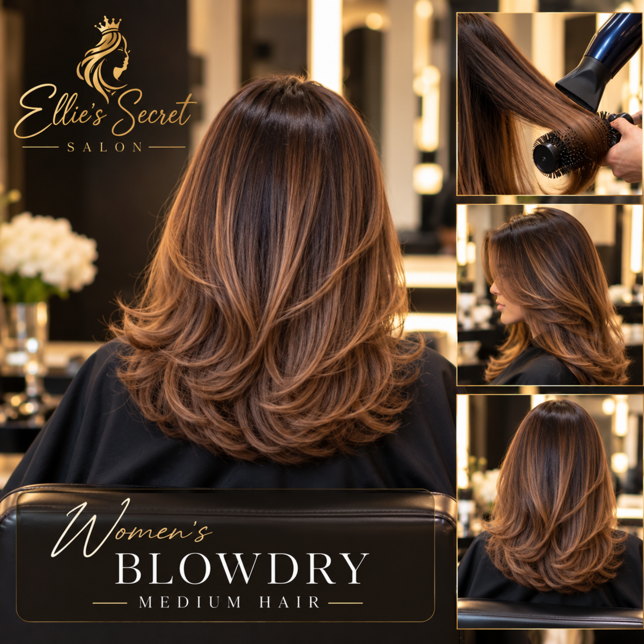 Blowdry Medium Hair at Ellie’s secret salon in Irvine, CA