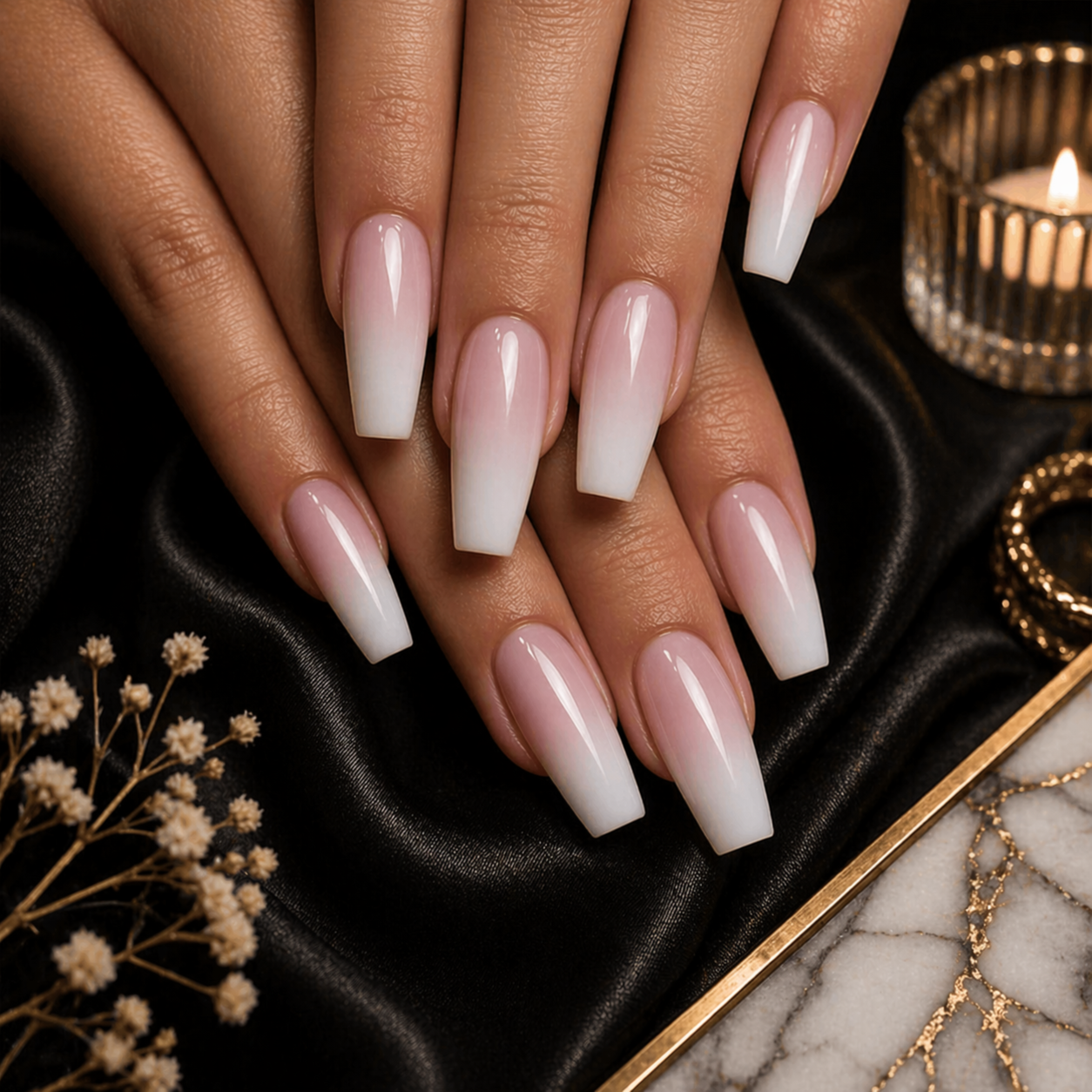 Nails - Solar FS w/ White Tips at Le Bijou Nails and Spa Salon in Houston, TX