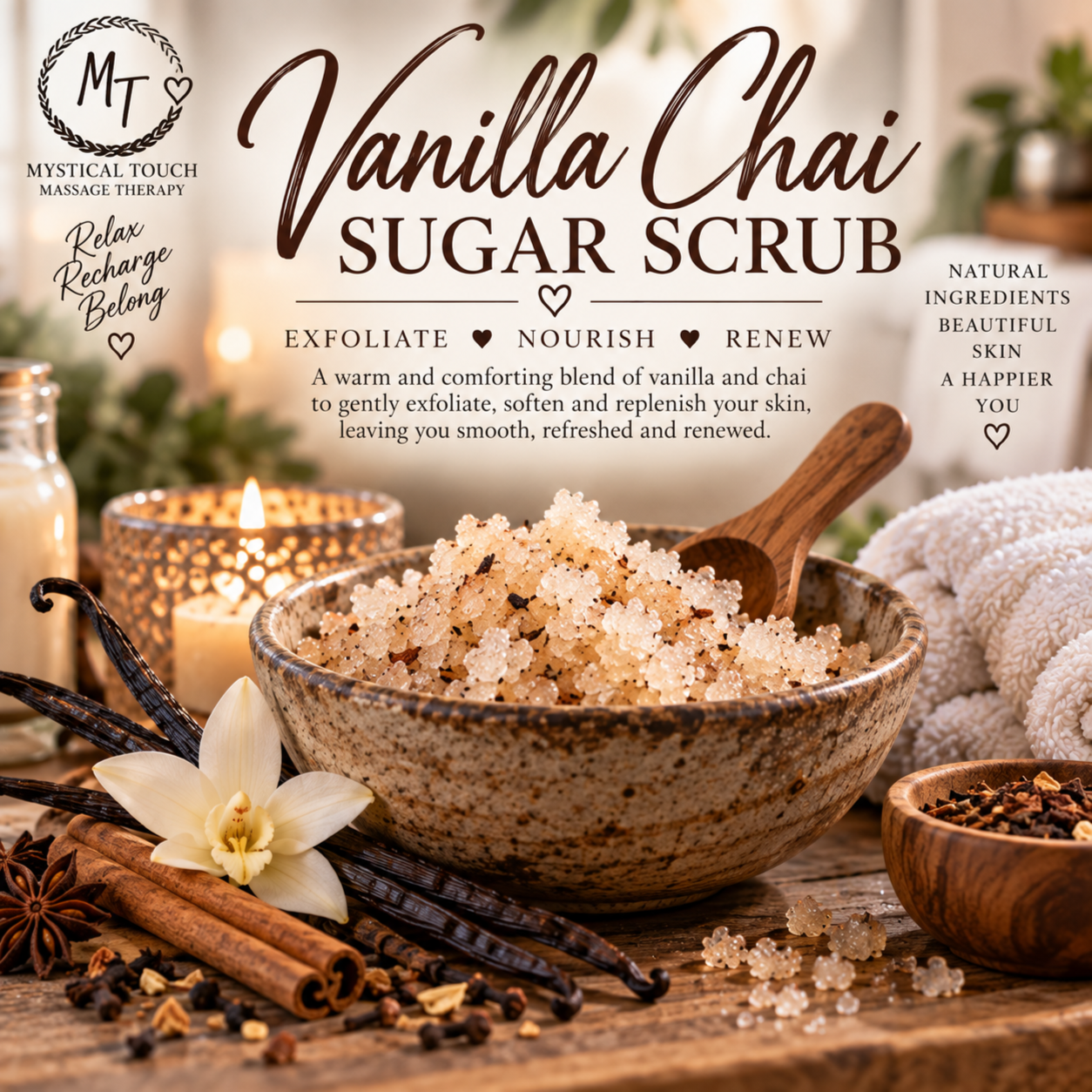 Vanilla Chai Sugar Scrub at Mystical Touch Massage Therapy in Denton, TX