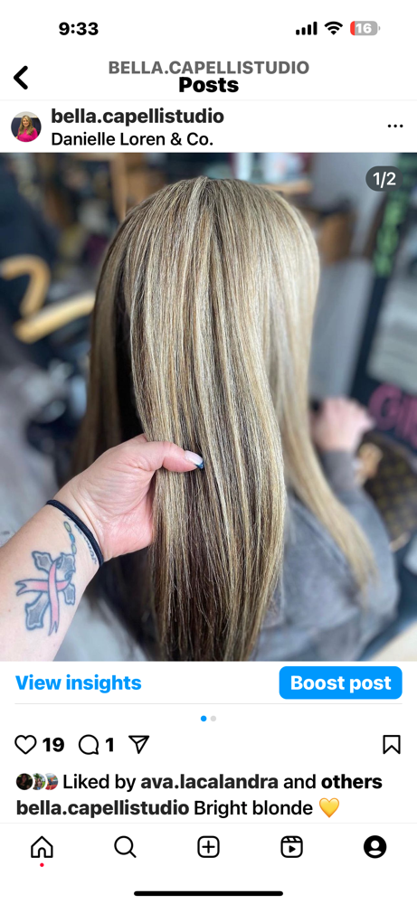 Full highlight, Glaze And Blowdry