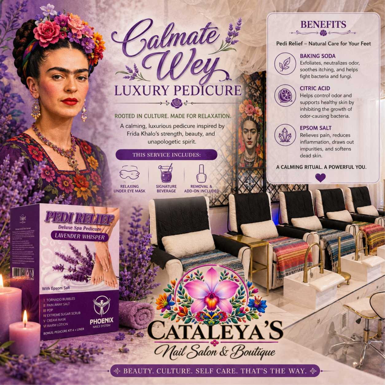 Cálmate Wey Lavender Luxury Pedi at Cataleya's Nail Salon and Boutique in Phoenix, AZ