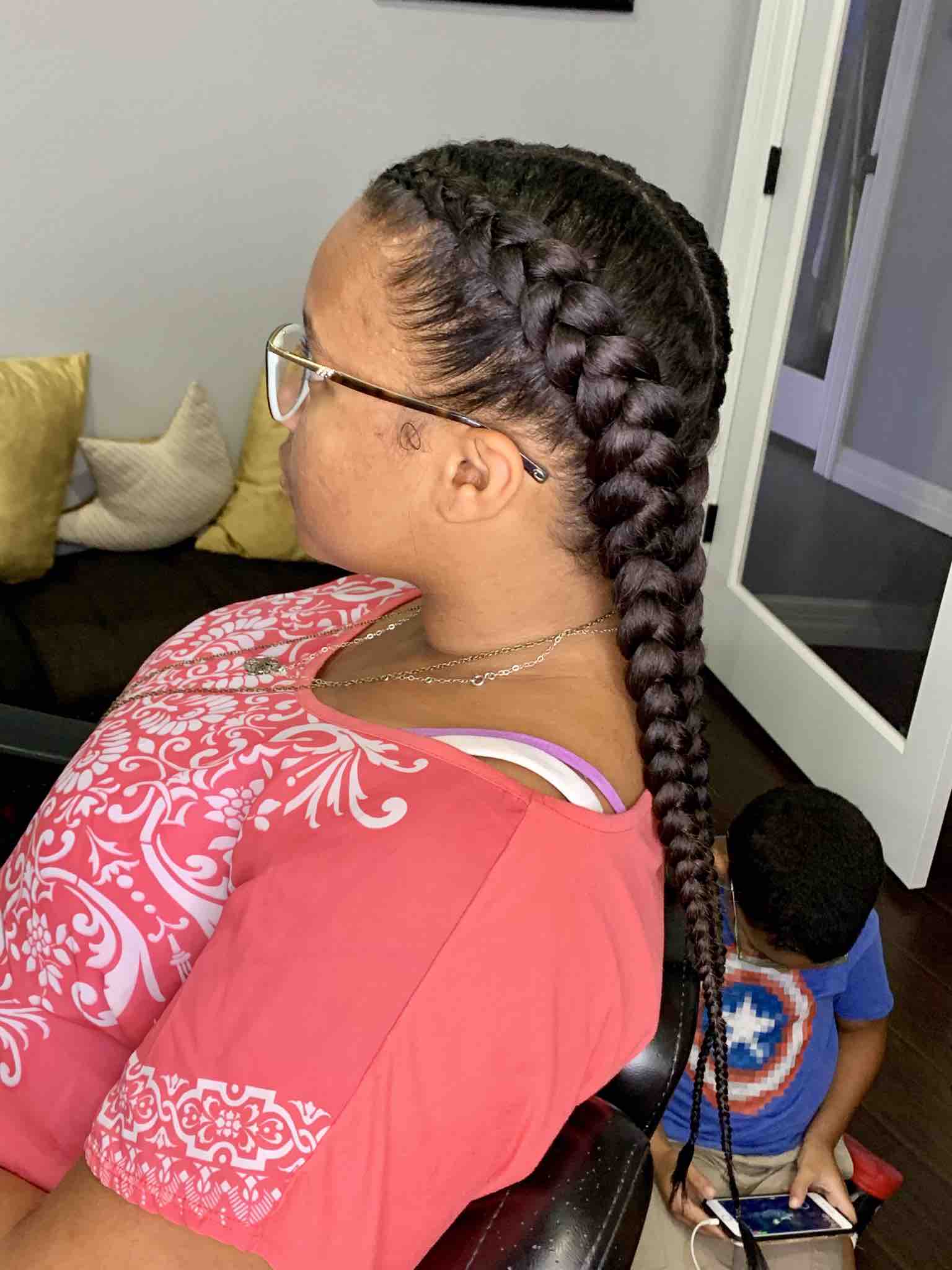 Two Feed•In Braids at Crowned by Asia in Houston, TX