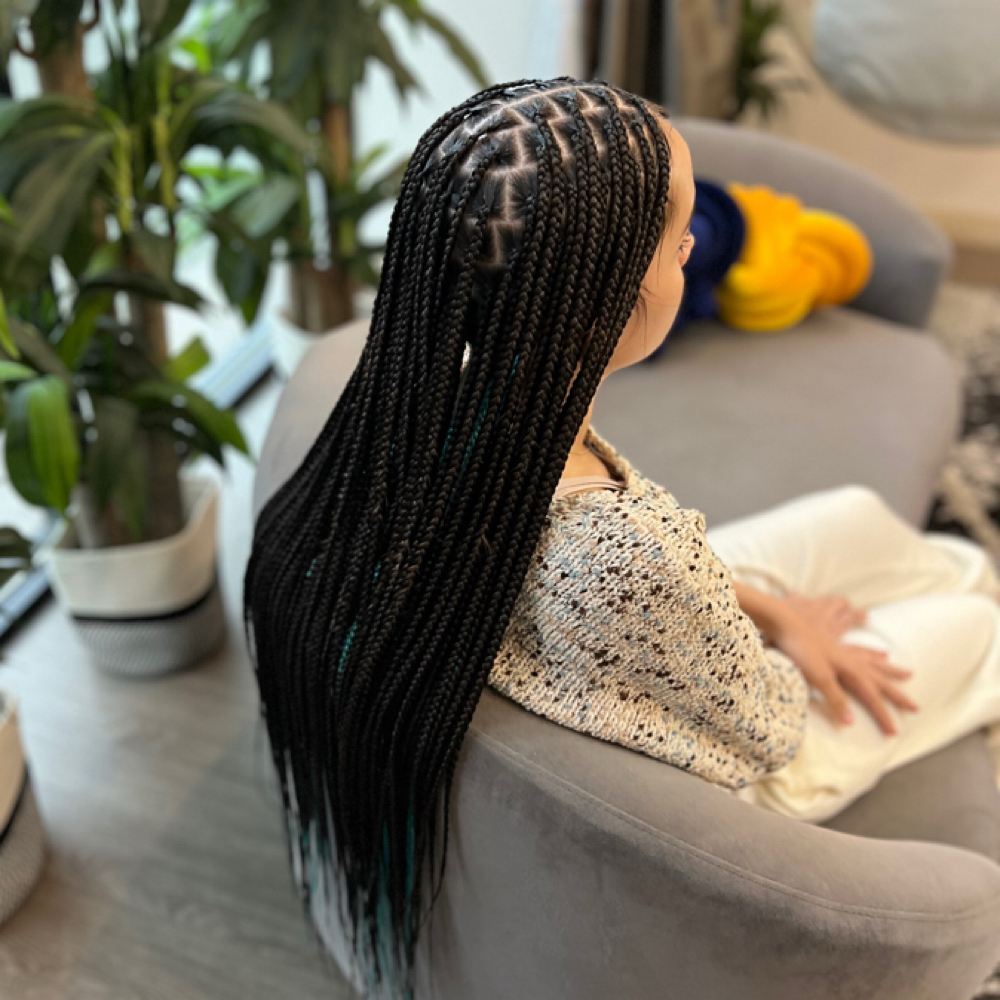 Medium knotless Box Braids at Taitertotznyc in Brooklyn, NY