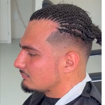 beard line-up at Helena Braiding & Barber Lounge in Houston, TX