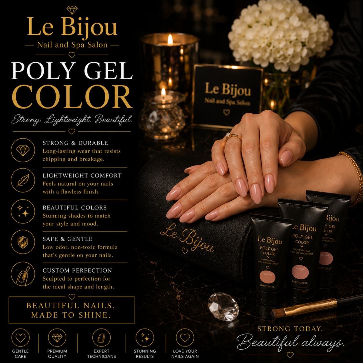 Nails - Poly Gel Color Fill at Le Bijou Nails and Spa Salon in Houston, TX