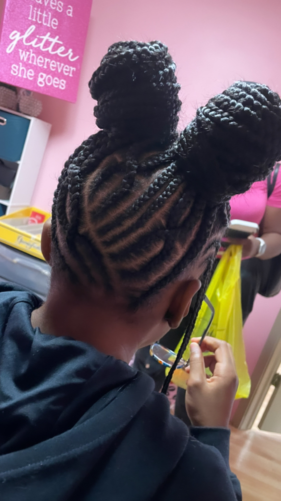 Small Ponytail/Bun Feed In Braids