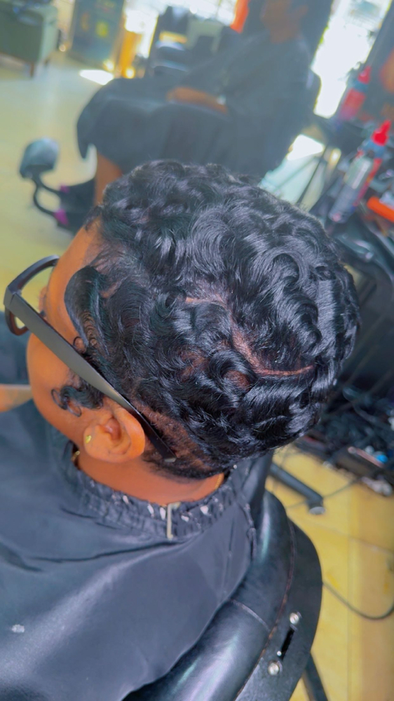 Relaxer retouch W/Pixie Cut & Curl