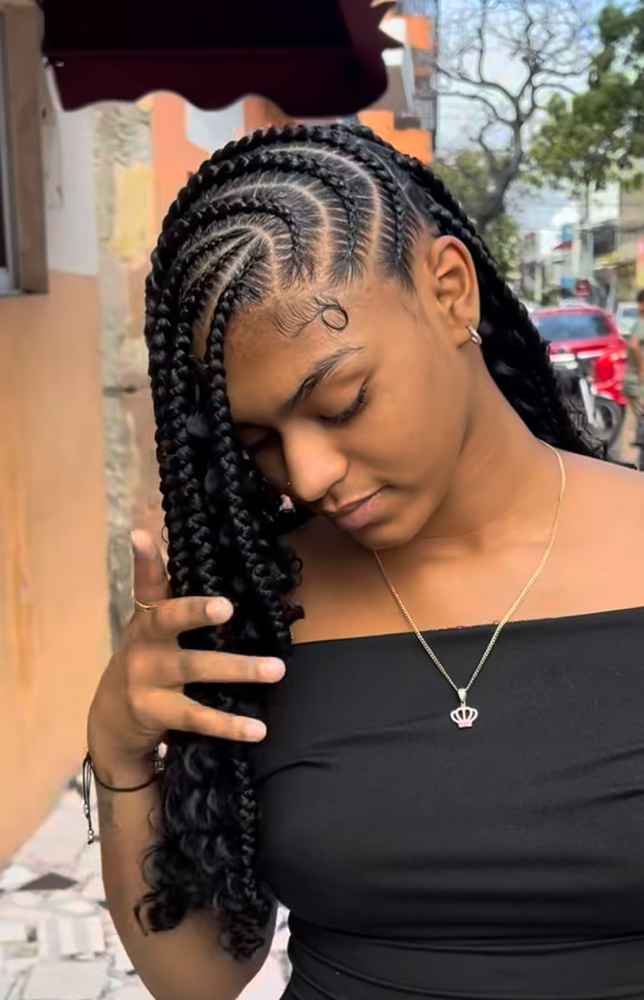 Half & Hair Corn Rolls Style