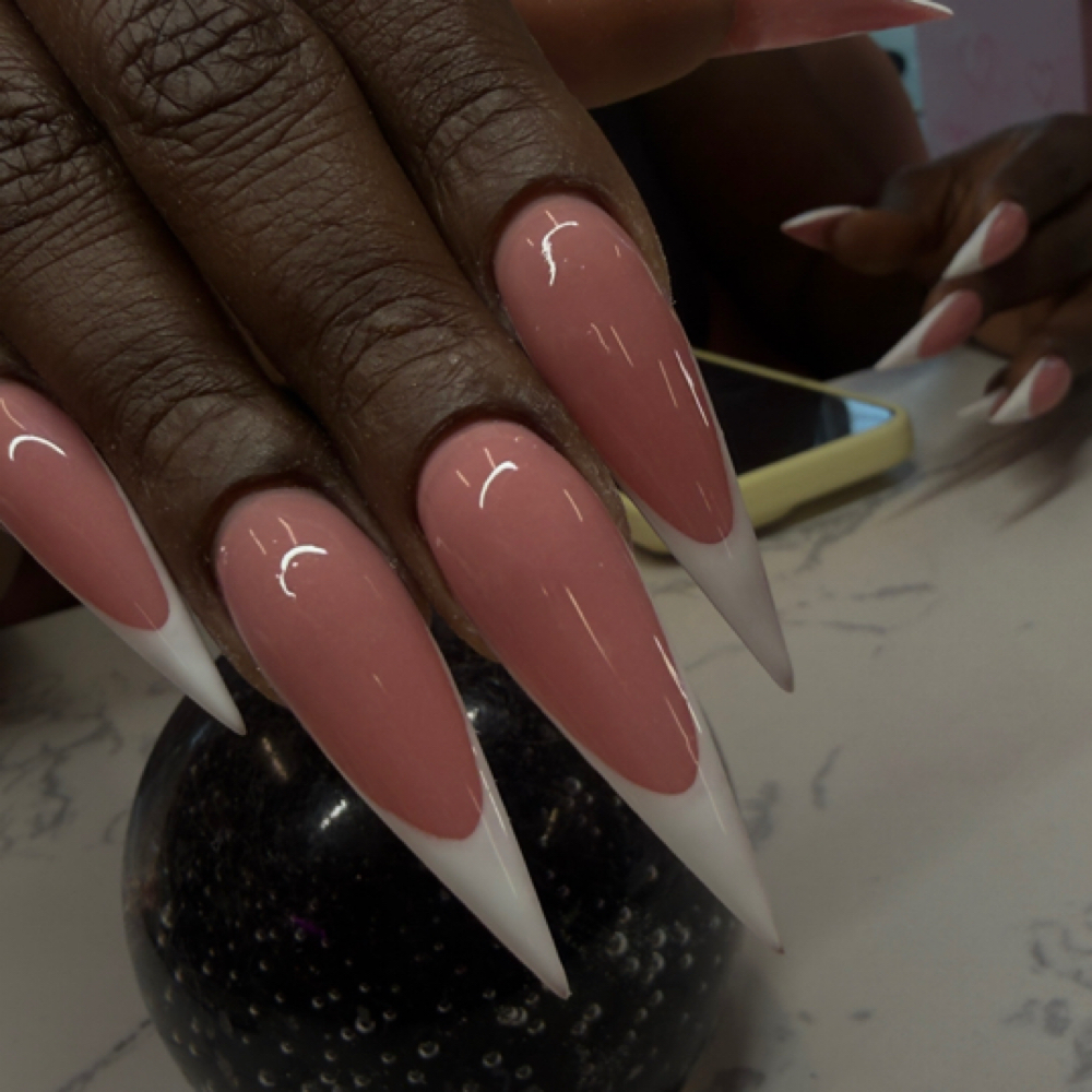 Pink and White Fullset at Perla’s Nails in Orlando, FL