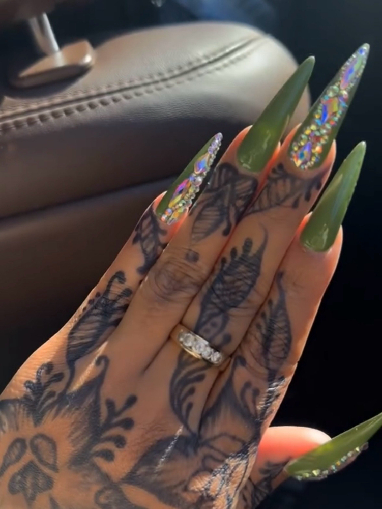 Detailed Rhinestone Design at Lilly's Beautee Bar in Ferndale, MI