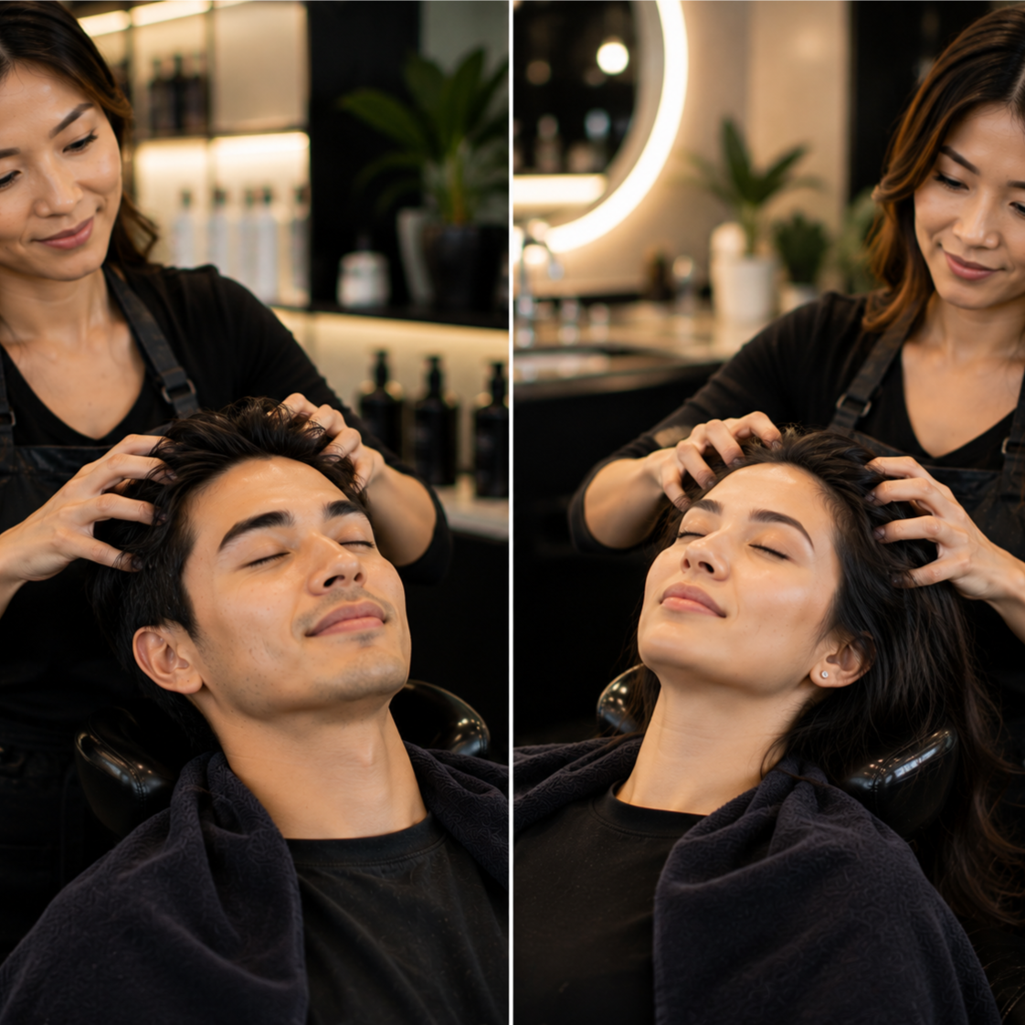 Scalp Massage Treatment at HairBar Salon BarberShop in Cross Roads, TX