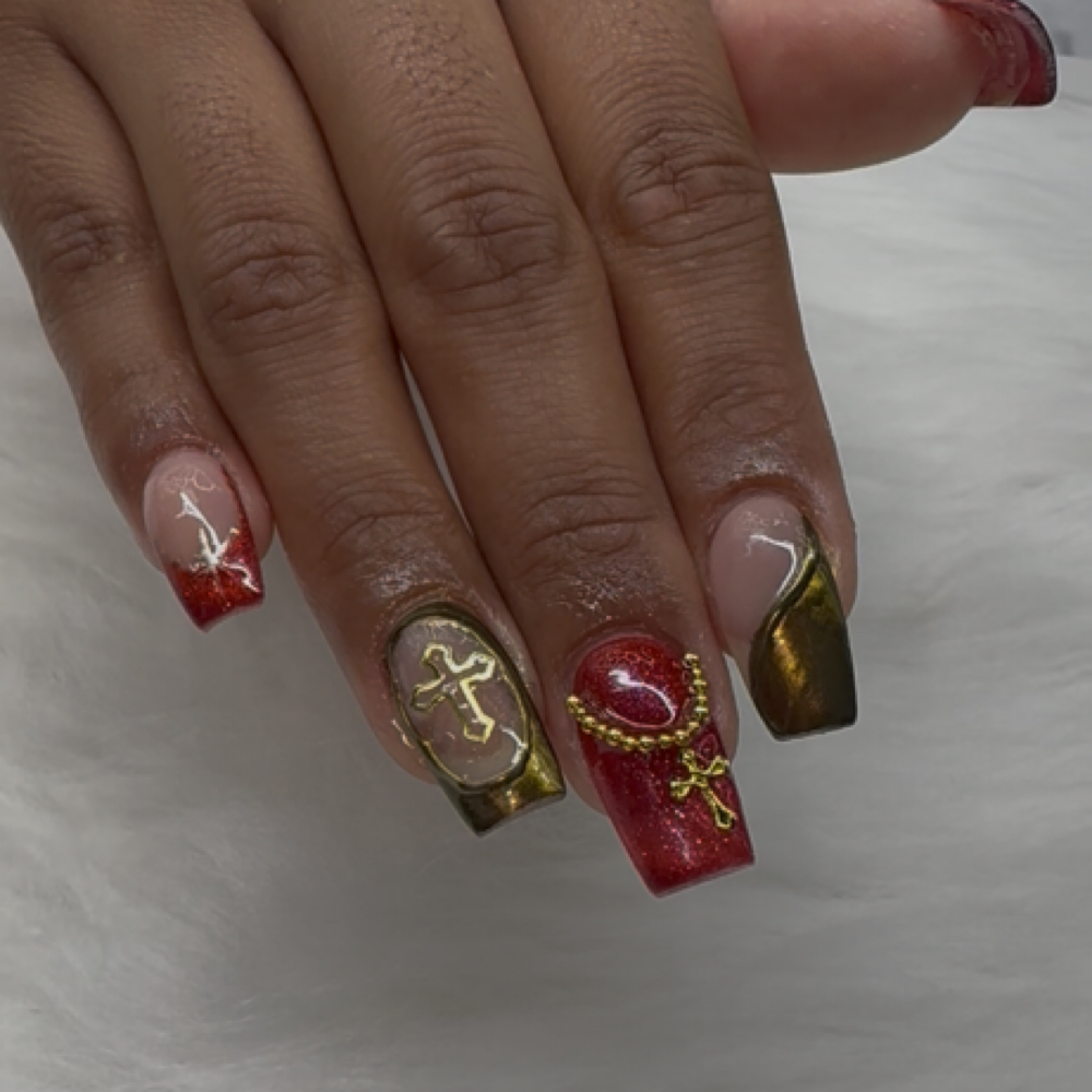Acrylic Full Set- Medium at Reyes Styles Barbershop & Salon in Salisbury, MD