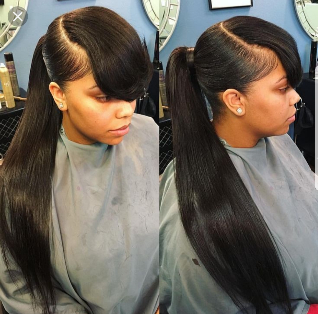 Sleek Ponytail w/ glue in bang