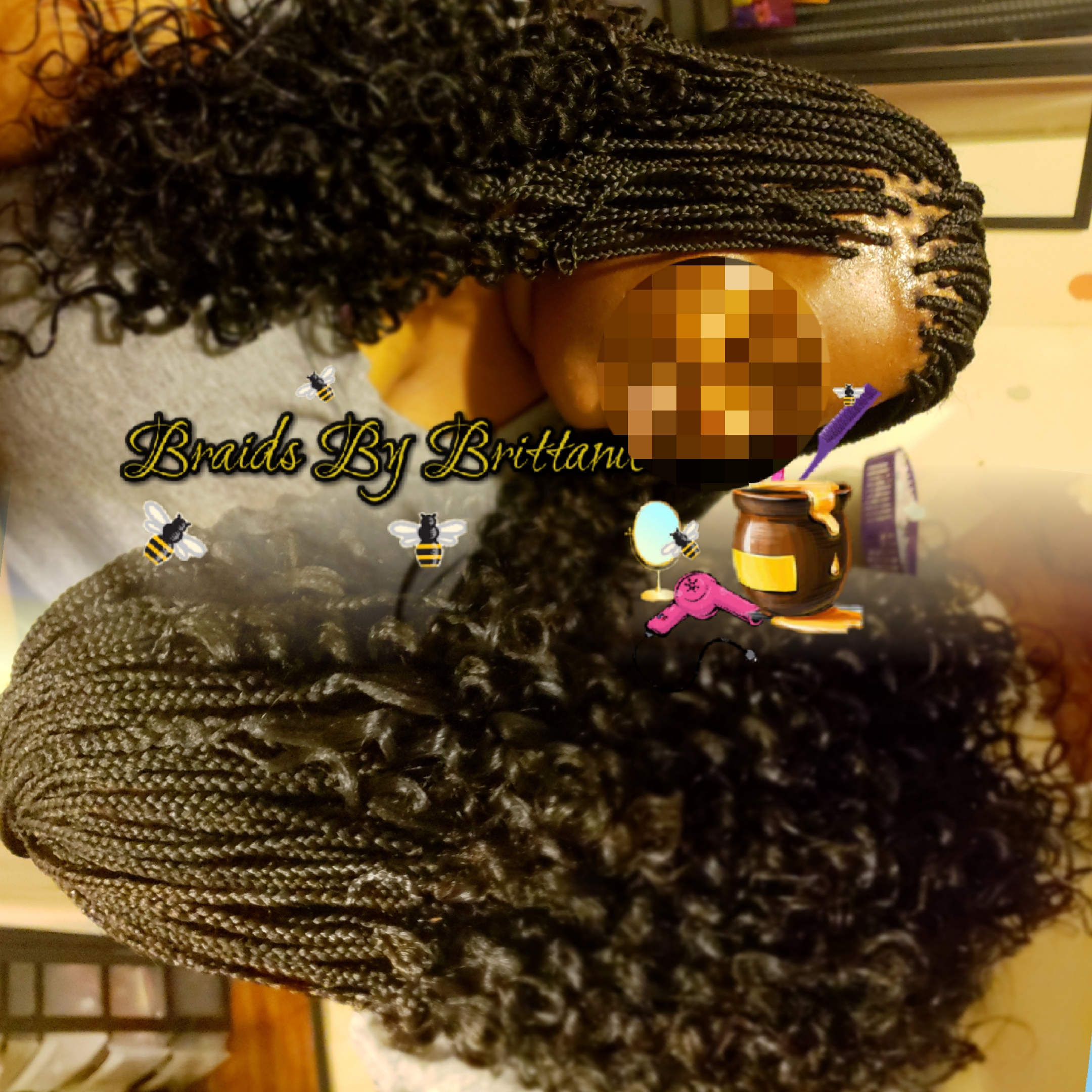 Micro Box Braids W/ Curled Tips