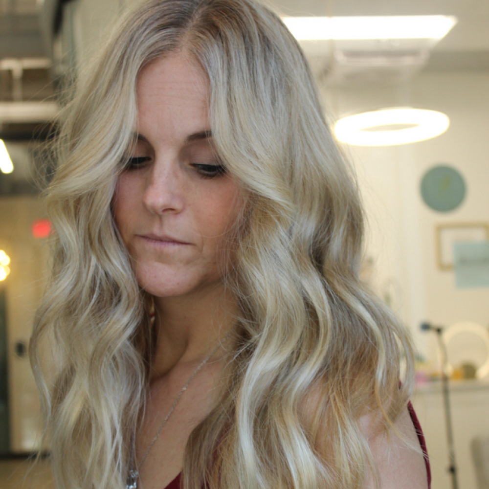 Grey coverage & Full highlights at Aura & Mane Hair Studio in Columbia, SC