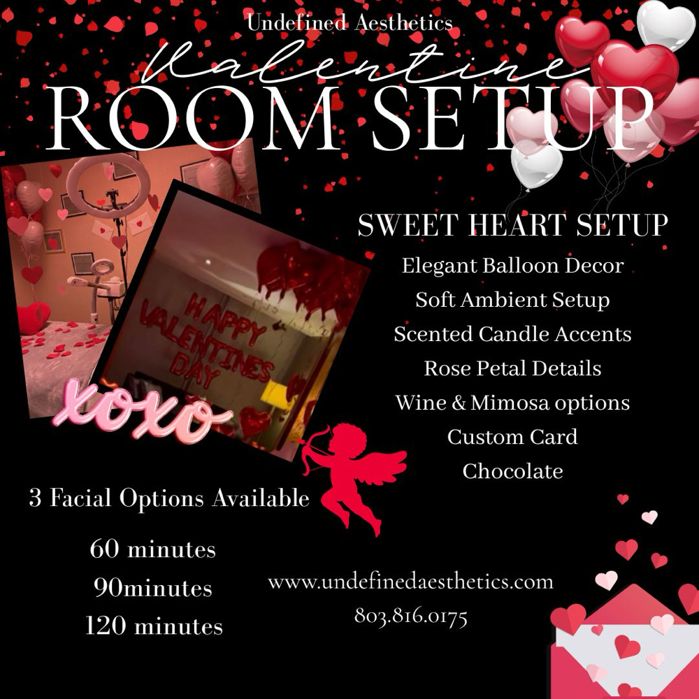 Exclusive Sweetheart Room Setup at Undefined Aesthetics in Columbia, SC