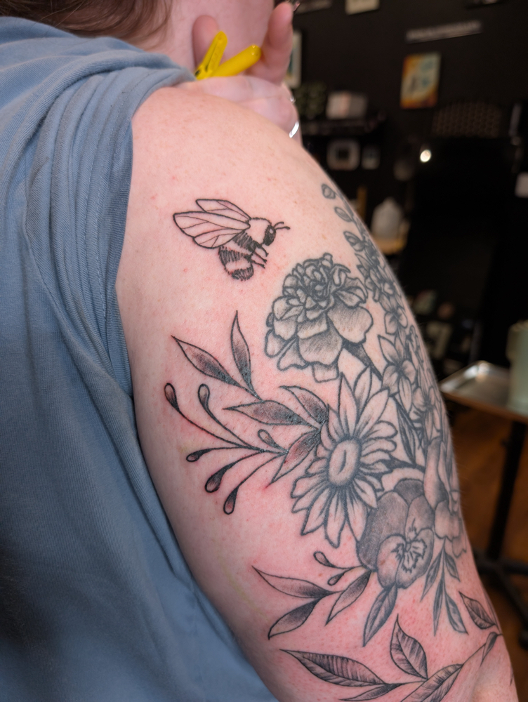 Large Black And Grey Tattoo at Tattoos by Michaela May at Iktomi Tattoo in Minneapolis, MN