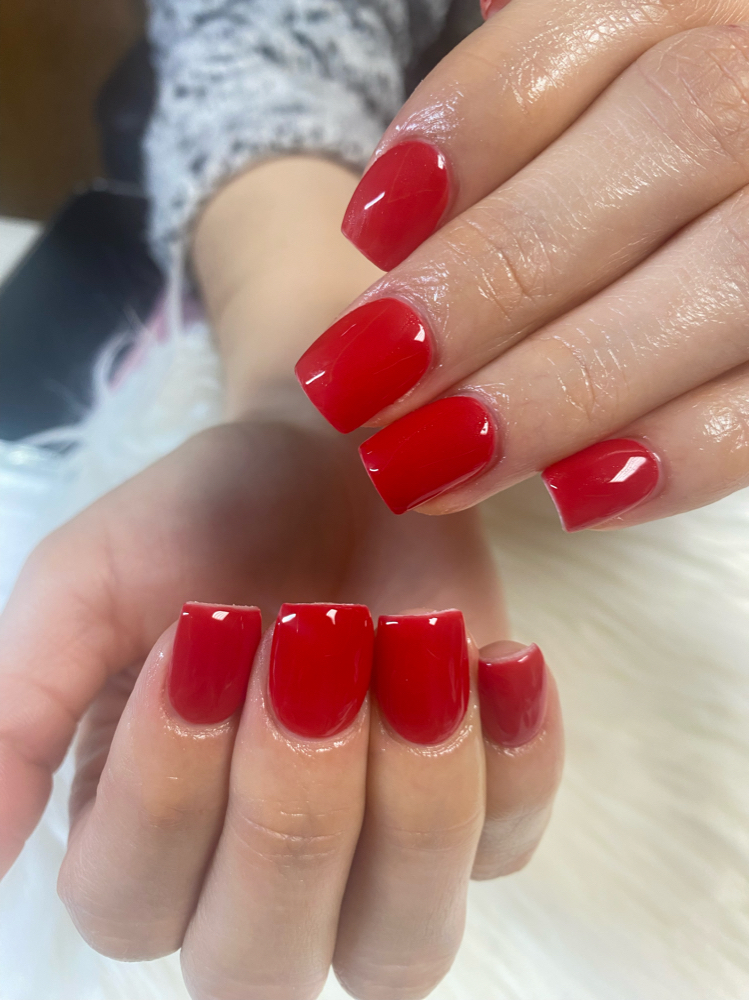 Add Gel Polish On ACRYLIC ONE COLOR