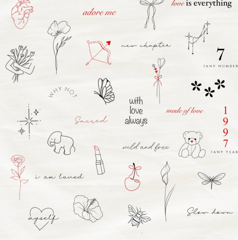 Flash Sheet Tattoo at Allelu Beauty & Ink Idaho in Coeur d'Alene, ID