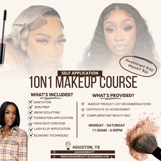1:1 Self Application at Rashaes Beauty in Houston, TX