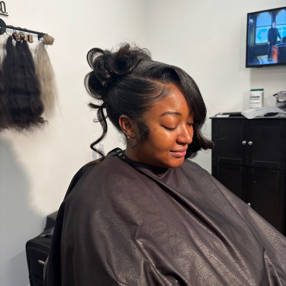Partial Quick Weave Updo at B Luxe Hair Co. in Dallas, TX