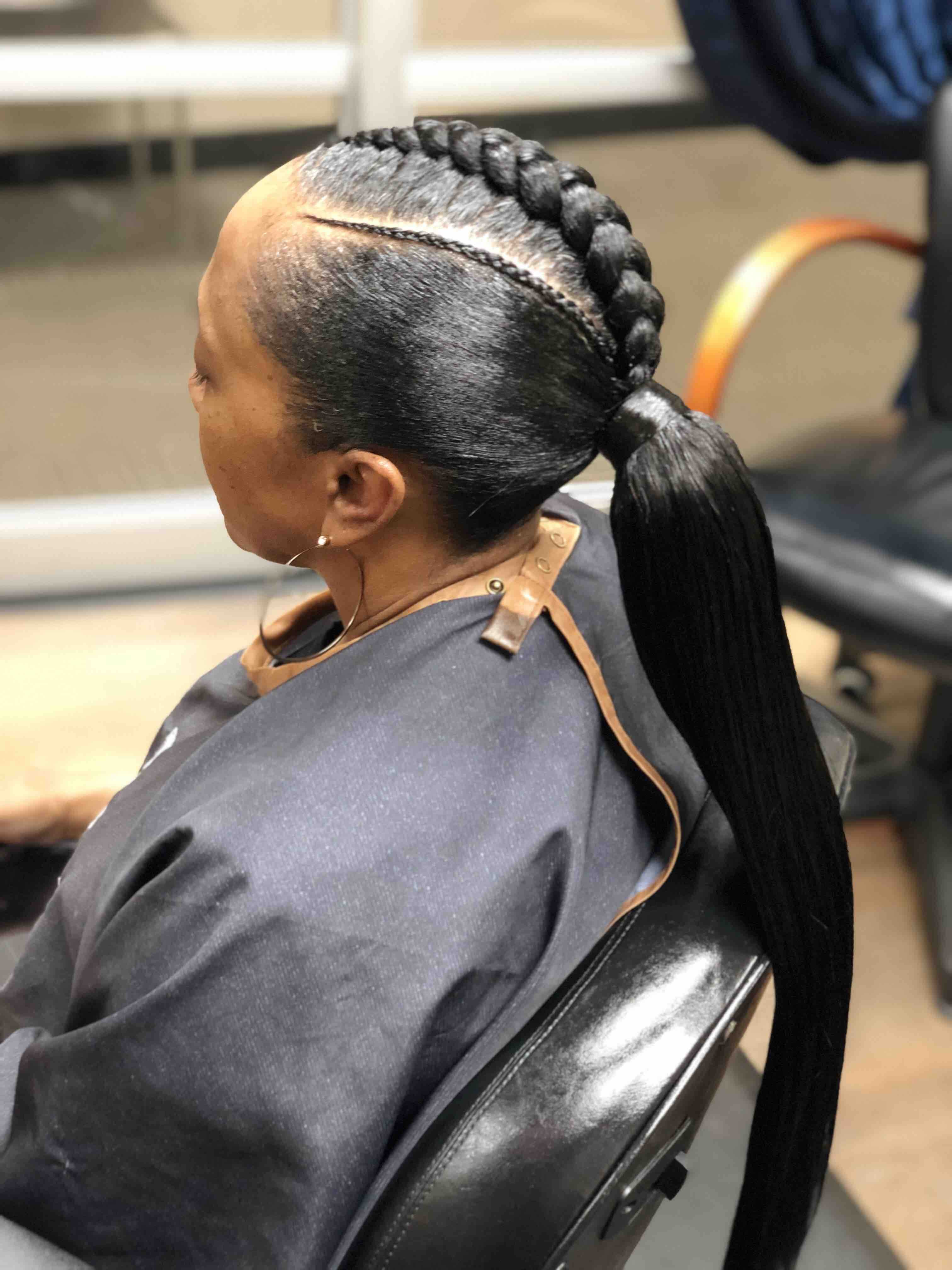 Ponytail (weave) With 1-2 Braids