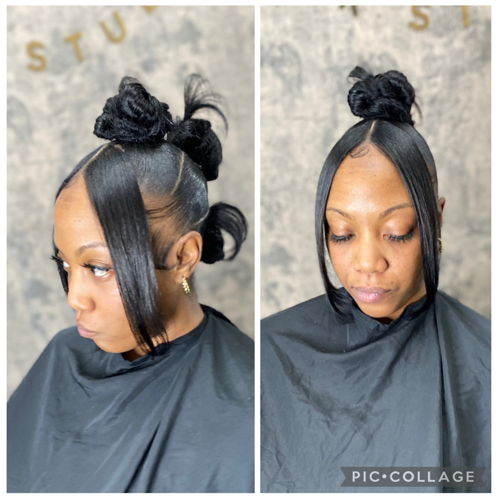 Mohawk Bun Up Do at Healthy Hair By Toni in Calumet City, IL