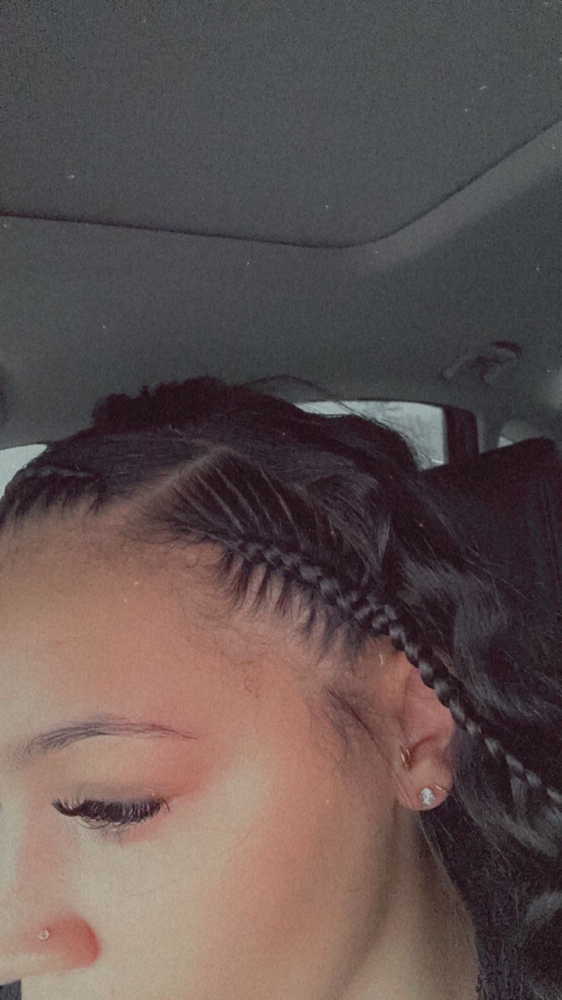 2 Natural Stitch Braids On Top
