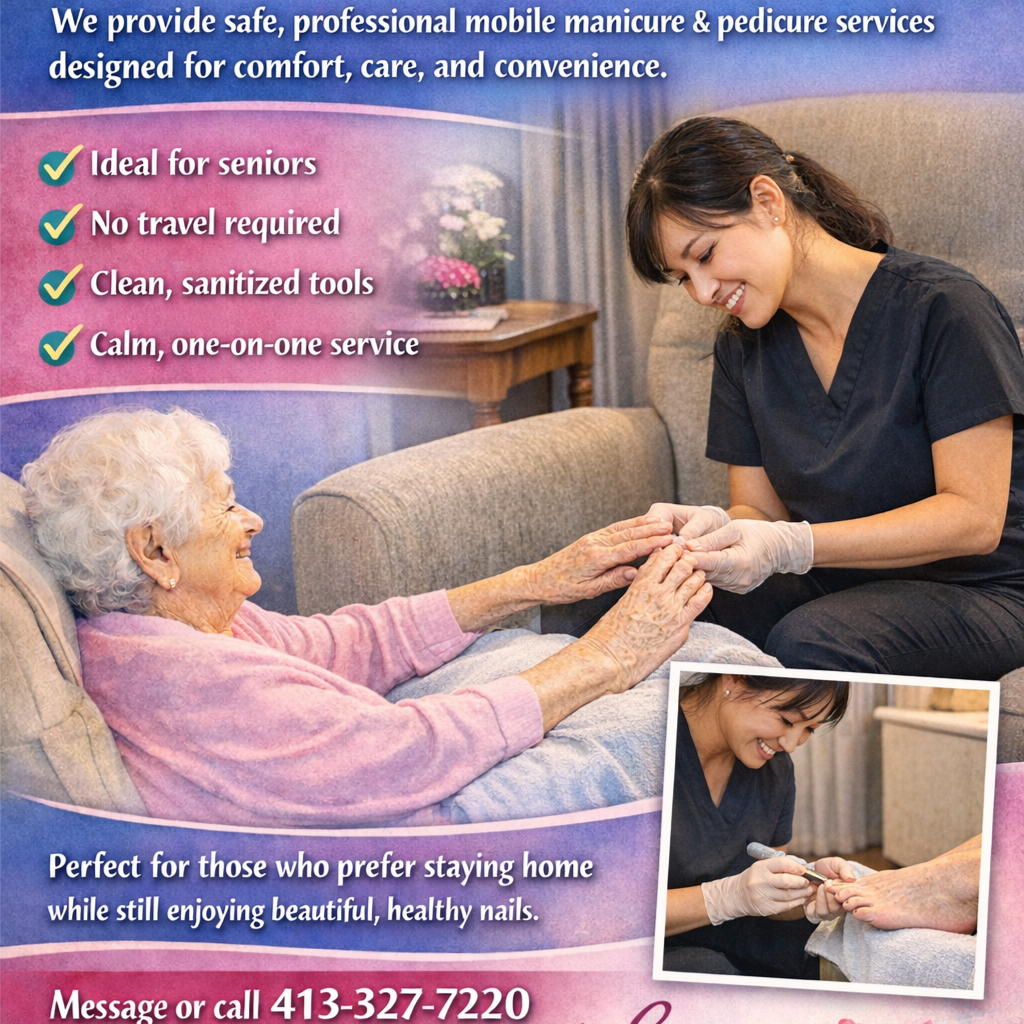Senior Complete Nail Care Mani+Pedi at Lux Mobile Nails in Agawam, MA